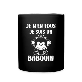 Humour petit singe babouin - Mug uni - noir - Devant