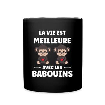Humour petit singe babouin - Mug uni - noir - Devant