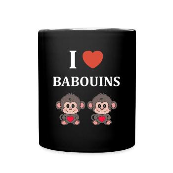Humour petit singe babouin - Mug uni - noir - Devant