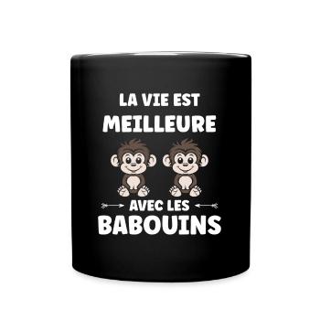 Humour petit singe babouin - Mug uni - noir - Devant