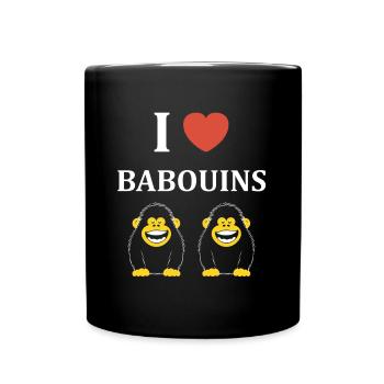 Humour petit singe babouin - Mug uni - noir - Devant