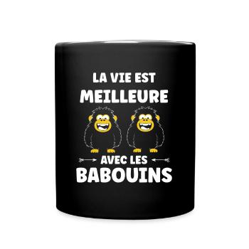 Humour petit singe babouin - Mug uni - noir - Devant