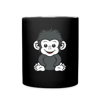 Humour petit singe babouin - Mug uni - noir - Devant