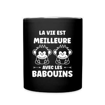 Humour petit singe babouin - Mug uni - noir - Devant