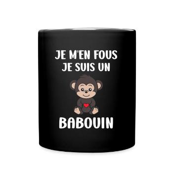 Humour petit singe babouin - Mug uni - noir - Devant