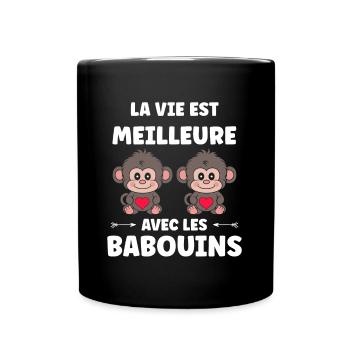 Humour petit singe babouin - Mug uni - noir - Devant