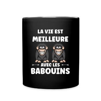 Humour petit singe babouin - Mug uni - noir - Devant