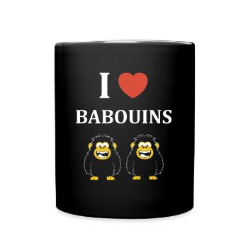 Humour petit singe babouin - Mug uni - noir - Devant