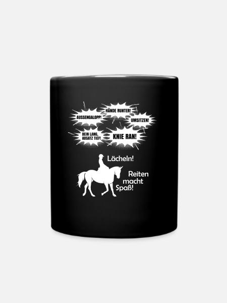 Reiten macht Spaß! Reitlehrer Kommandos - Tasse einfarbig - Schwarz