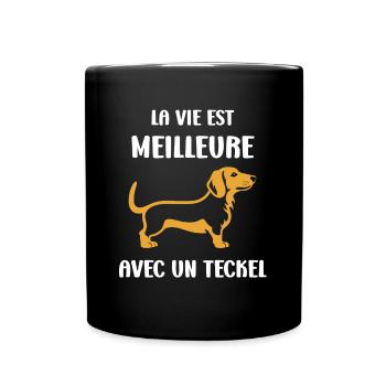 Humour chien teckel - Mug uni - noir - Devant