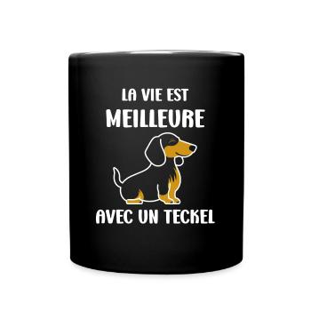 Humour chien teckel - Mug uni - noir - Devant