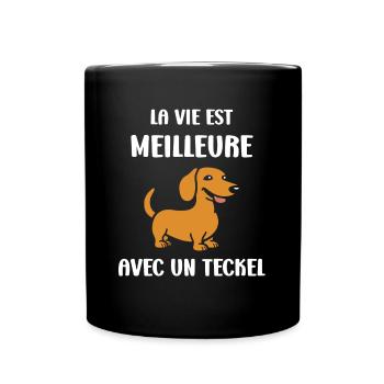 Humour chien teckel - Mug uni - noir - Devant