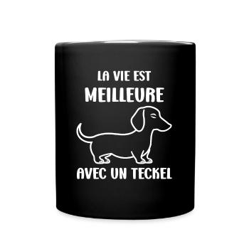 Humour chien teckel - Mug uni - noir - Devant