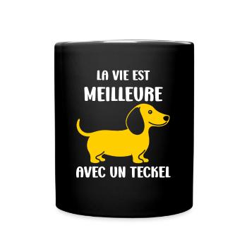 Humour chien teckel - Mug uni - noir - Devant