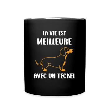 Humour chien teckel - Mug uni - noir - Devant
