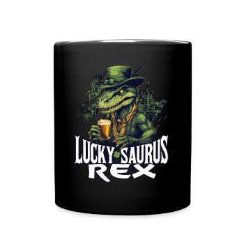 St. Patrick's Day Lucky Saurus Rex Dinosaurier - Tasse einfarbig - Schwarz - Vorne