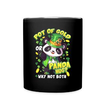 St. Patrick's Day Panda-Umarmung - Tasse einfarbig - Schwarz - Vorne