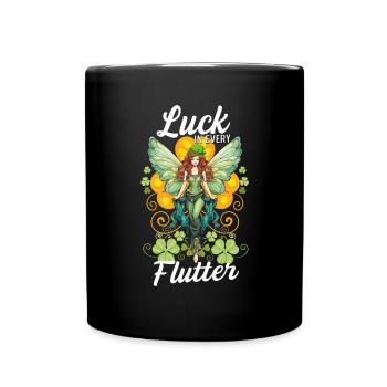 St. Patrick's Day: Glück in jedem Flattern - Tasse einfarbig - Schwarz - Vorne