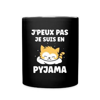 Je peux pas je suis en pyjama - Mug uni - noir - Devant