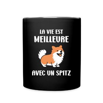 Humour chien Spitz - Mug uni - noir - Devant