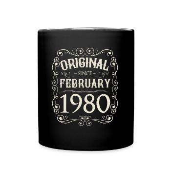 Vintage - Original since Februar 1980 Geburtstag - Tasse einfarbig - Schwarz - Vorne