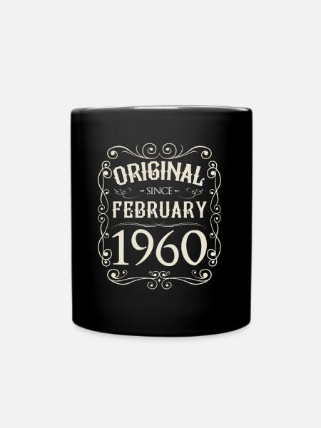 Vintage - Original since Februar 1960 Geburtstag - Tasse einfarbig - Schwarz