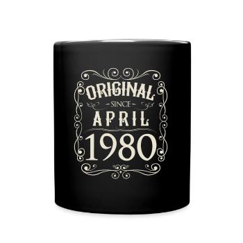 Vintage - Original since April 1980 Geburtstag - Tasse einfarbig - Schwarz - Vorne