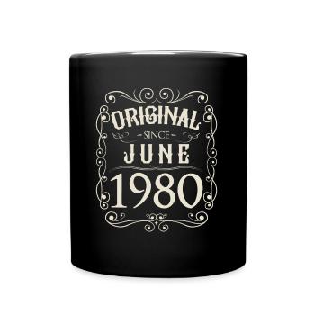 Vintage - Original since Juni 1980 Geburtstag - Tasse einfarbig - Schwarz - Vorne