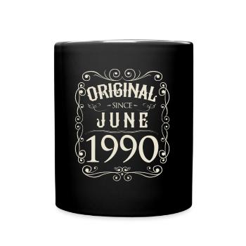 Vintage - Original since Juni 1990 Geburtstag - Tasse einfarbig - Schwarz - Vorne