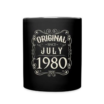 Vintage - Original since Juli 1980 Geburtstag - Tasse einfarbig - Schwarz - Vorne