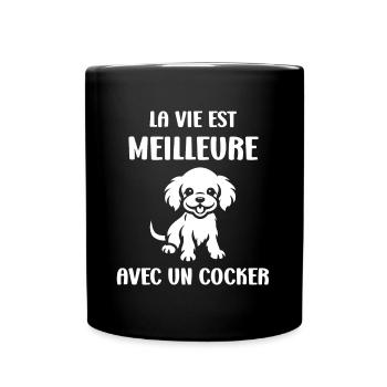Chien cocker - Mug uni - noir - Devant