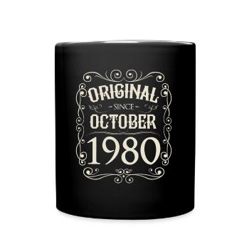 Vintage - Original since Oktober 1980 Geburtstag - Tasse einfarbig - Schwarz - Vorne