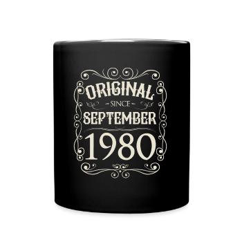 Vintage - Original since September 1980 Geburtstag - Tasse einfarbig - Schwarz - Vorne