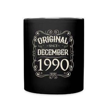 Vintage - Original since Dezember 1990 Geburtstag - Tasse einfarbig - Schwarz - Vorne