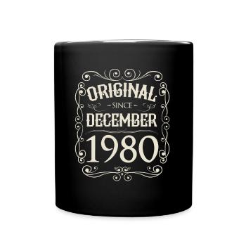 Vintage - Original since Dezember 1980 Geburtstag - Tasse einfarbig - Schwarz - Vorne
