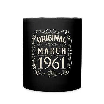 Vintage - Original since März 1961 Geburtstag - Tasse einfarbig - Schwarz - Vorne