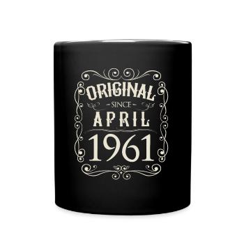 Vintage - Original since April 1961 Birthday - Full Colour Mug - black - Front
