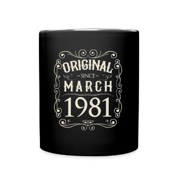 Vintage - Original since März 1981 Geburtstag - Tasse einfarbig - Schwarz - Vorne