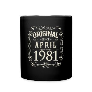 Vintage - Original since April 1981 Geburtstag - Tasse einfarbig - Schwarz - Vorne