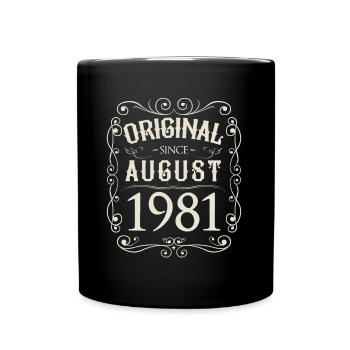 Vintage - Original since August 1981 Geburtstag - Tasse einfarbig - Schwarz - Vorne