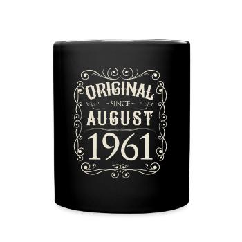 Vintage - Original since August 1961 Geburtstag - Tasse einfarbig - Schwarz - Vorne