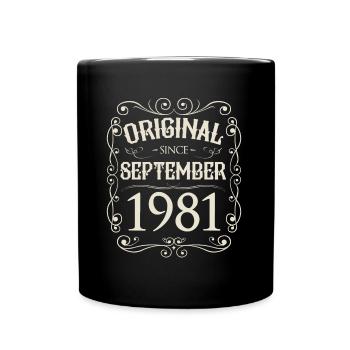 Vintage - Original since September 1981 Geburtstag - Tasse einfarbig - Schwarz - Vorne