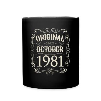 Vintage - Original since Oktober 1981 Geburtstag - Tasse einfarbig - Schwarz - Vorne