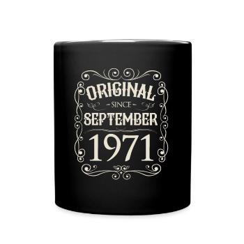 Vintage - Original since September 1971 Geburtstag - Tasse einfarbig - Schwarz - Vorne