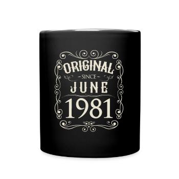 Vintage - Original since Juni 1981 Geburtstag - Tasse einfarbig - Schwarz - Vorne