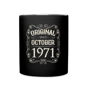 Vintage - Original since Oktober 1971 Geburtstag - Tasse einfarbig - Schwarz - Vorne