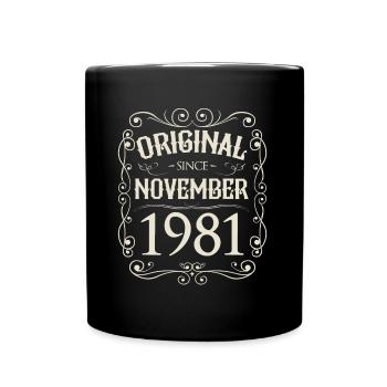 Vintage - Original since November 1981 Geburtstag - Tasse einfarbig - Schwarz - Vorne