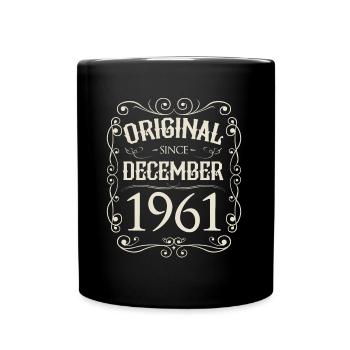 Vintage - Original since Dezember 1961 Geburtstag - Tasse einfarbig - Schwarz - Vorne