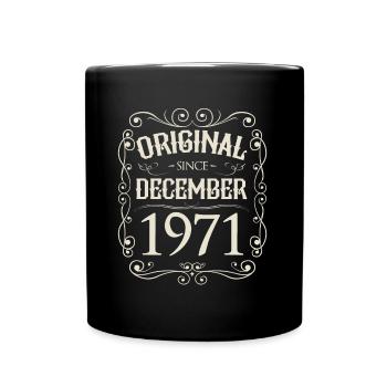 Vintage - Original since Dezember 1971 Geburtstag - Tasse einfarbig - Schwarz - Vorne