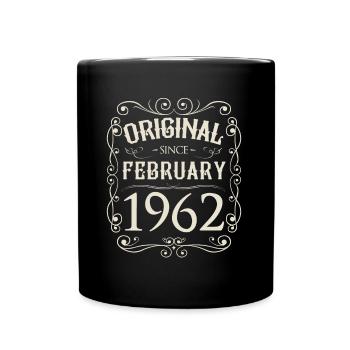 Vintage - Original since Februar 1962 Geburtstag - Tasse einfarbig - Schwarz - Vorne